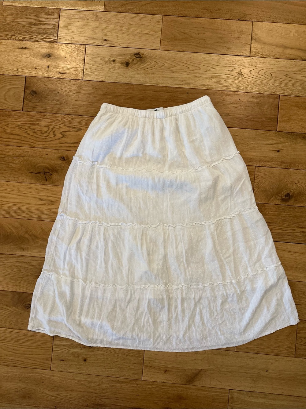 Hollister White Tiered Ultra High Rise Midi Skirt